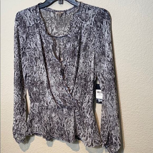 Guess L/S Snake Scarlett Wrap Top - Picture 1 of 8